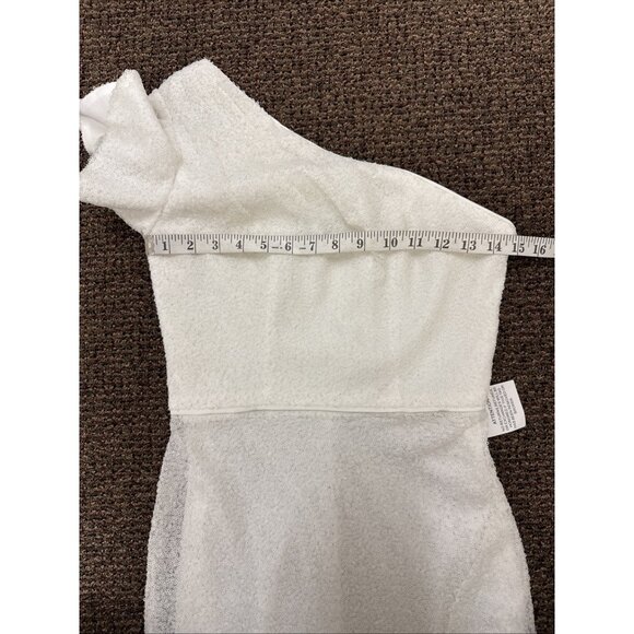 Mac Duggal Size 0 White 70162 One Shoulder Sequin Midi Cocktail Dress Wedding - Picture 5 of 10